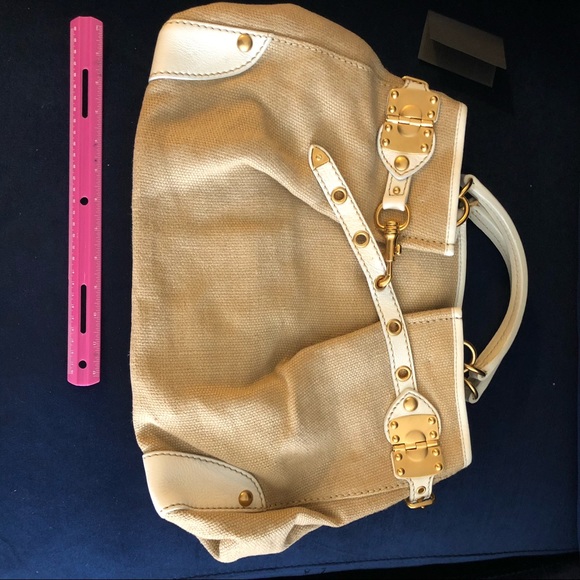 Miu Miu Leather & Burlap Satchel - Picture 2 of 11